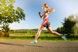 A woman running in the park