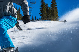 Person skiing down mountain